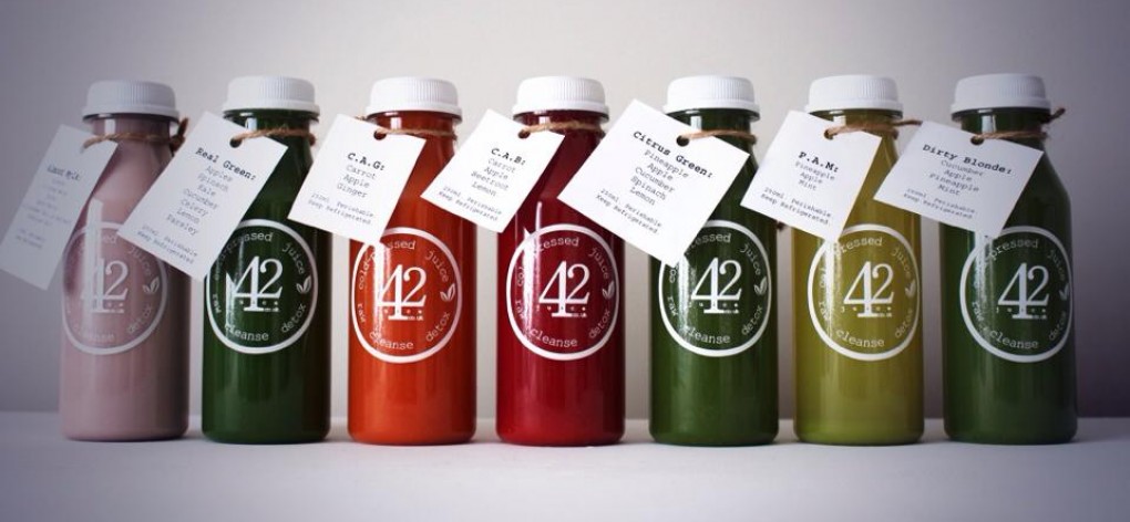 Juice bottles.
